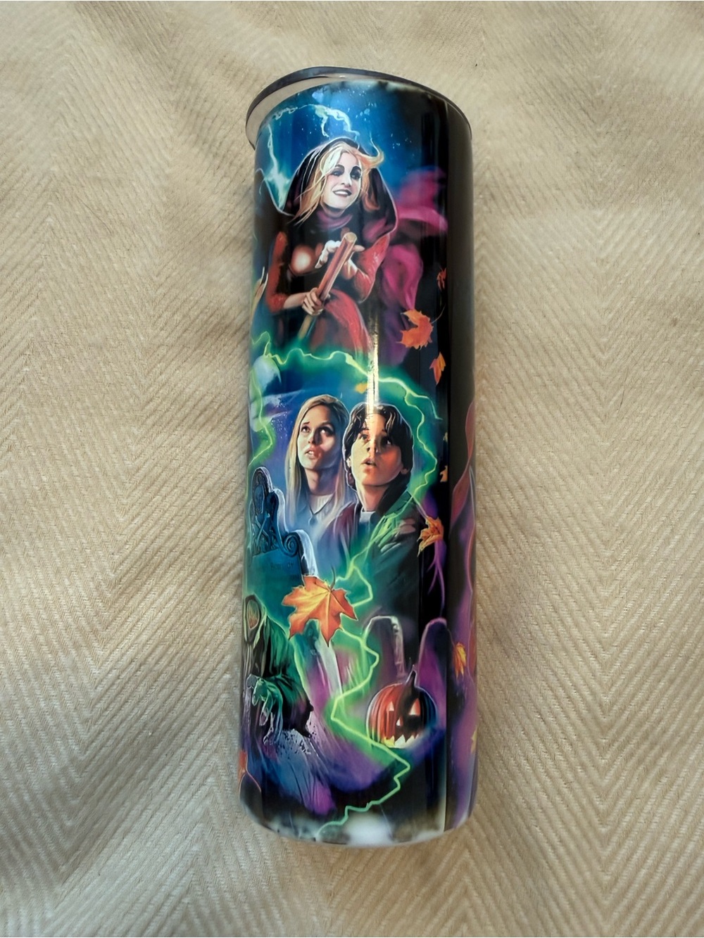 Halloween-Themed Black Decorative Art Tumbler HOCUS POCUS